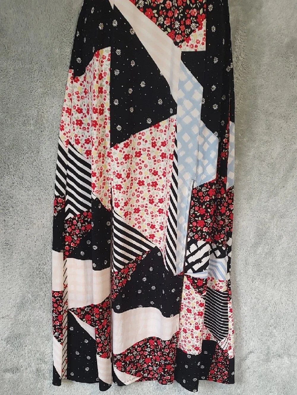Candie's Black & Red Patchwork Halter Maxi Dress - Picture 6 of 15